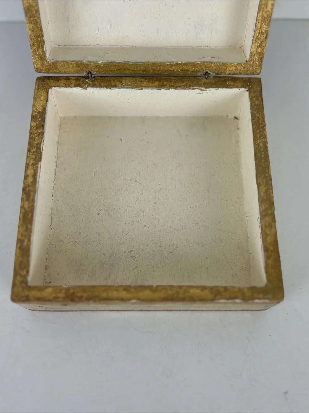 Vintage Italian Florentine Gold Gilded-Hinged Wooden Trinket Box-A Della Robbia